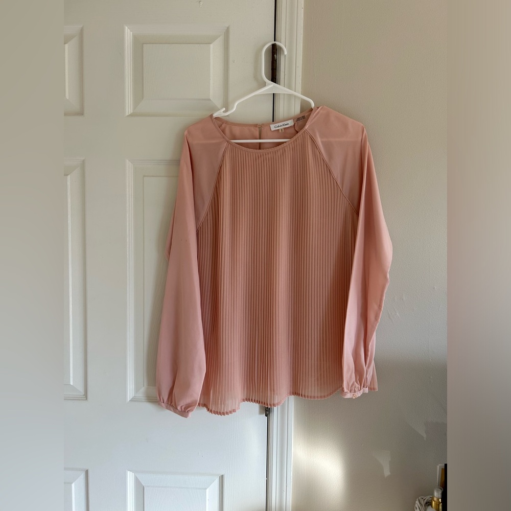 Calvin Klein Ballet Pink Longe Sleeve Blouse Size M